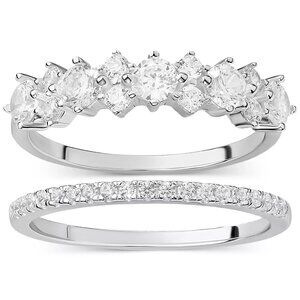 Giani Bernini 2-Pc. Set Cubic Zirconia Horizontal Cluster Ring & Fitted Band i
